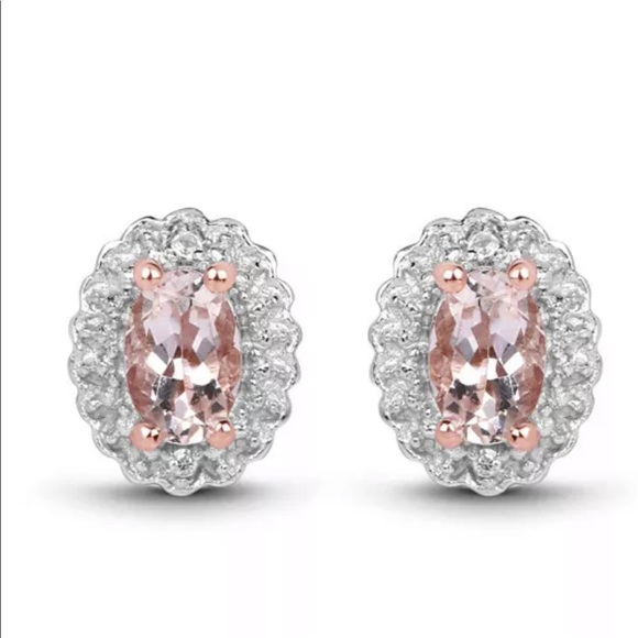 Sterling Silver Morganite Rose Gold Plate Set - Picture 4 of 8